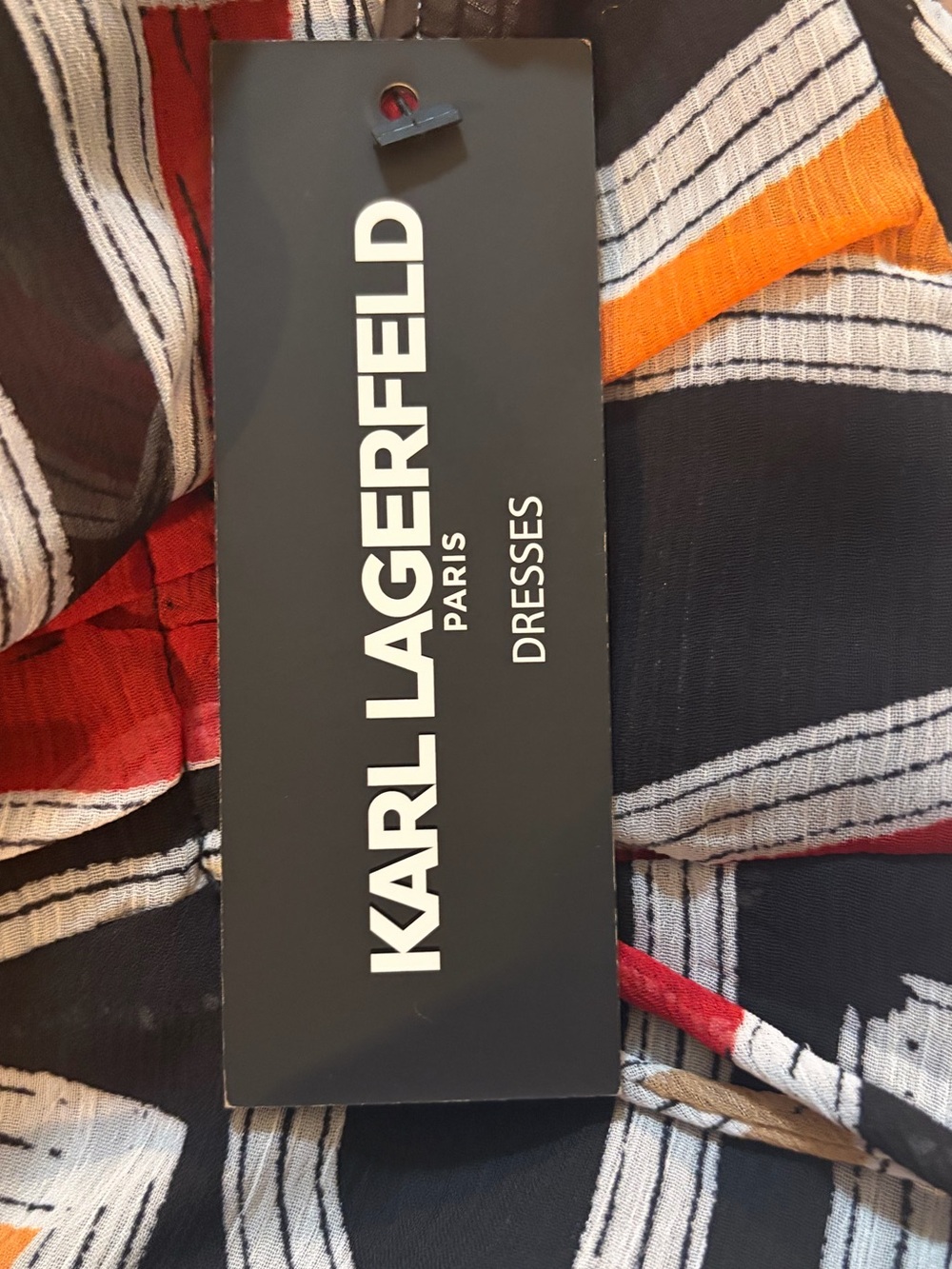 NWT Karl Lagerfeld Paris Abstract Geometric Chiffon Dress Maxi Midi, MSRP $158 - Picture 8 of 12